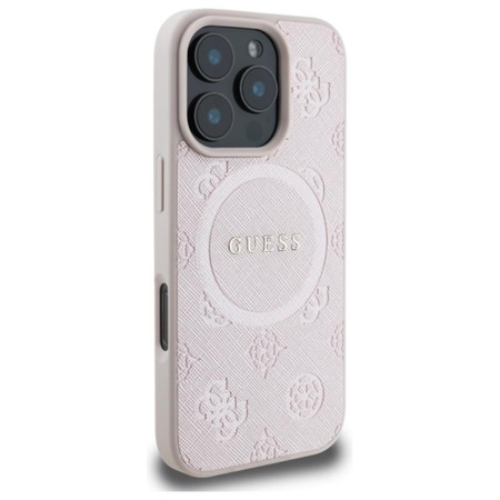 Guess Saffiano Peony Classic Logo MagSafe - Etui iPhone 16 Pro Max (różowy)