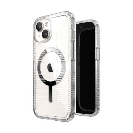 Speck Gemshell Grip + MagSafe - Etui do iPhone 15 (Clear / Chrome Finish)