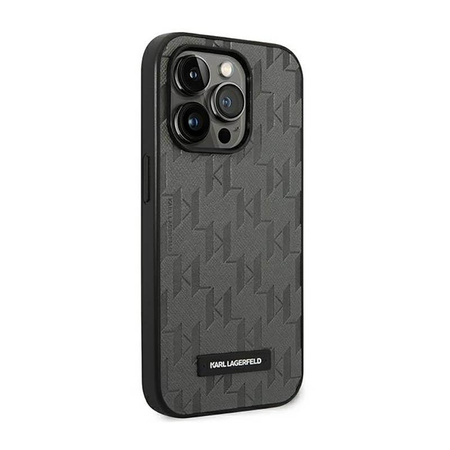 Karl Lagerfeld Saffiano Mono Metal Logo - Etui iPhone 14 Pro (szary)