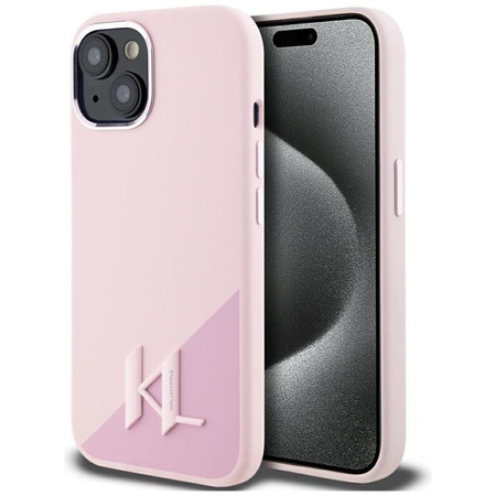 Karl Lagerfeld Silicone Shadow Metal Initial MagSafe - Etui do iPhone 15 (różowy)