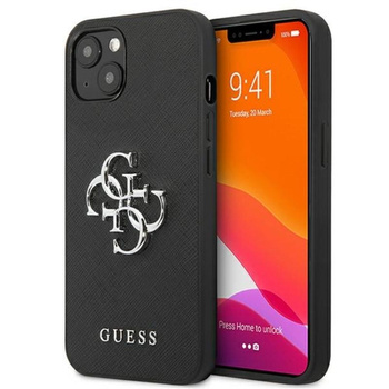 Guess Saffiano 4G Big Silver Logo - Etui iPhone 13 (czarny)