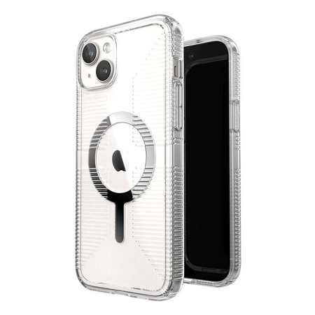 Speck Gemshell Grip + MagSafe - Etui do iPhone 15 Plus (Clear / Chrome Finish)