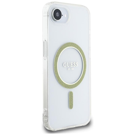 Guess IML Glitter Circle MagSafe - Etui do iPhone 16e (przezroczysty)