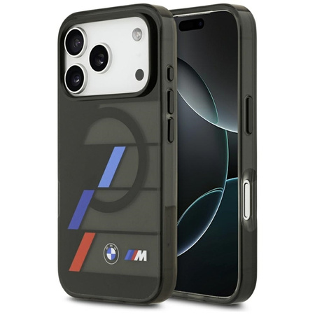 BMW M IML Metal Buttons Tricolor Lines MagSafe - Etui iPhone 17 Pro (czarny)