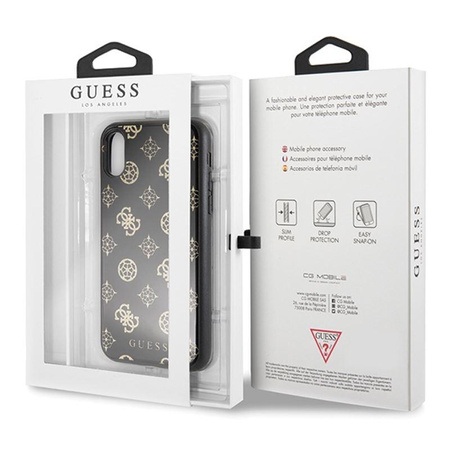 Guess Double Layer Glitter Case Peony G - Etui iPhone Xs / X (Black)
