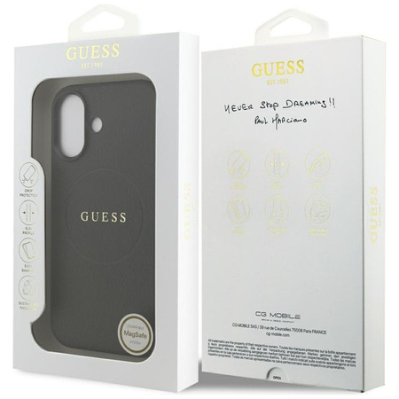 Guess Grained Ring MagSafe - Etui iPhone 17 (czarny)