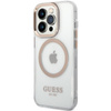 Guess Metal Outline Magsafe - Etui iPhone 15 (przezroczysty / złoty)