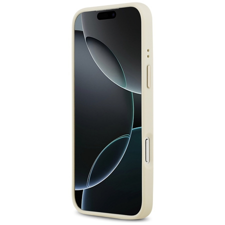 Guess Grained Strass Logo MagSafe - Etui iPhone 17 Pro Max (beżowy)