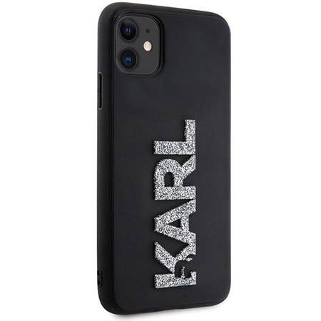 Karl Lagerfeld 3D Rubber Glitter Logo - Etui iPhone 11 (Czarny)