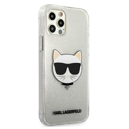 Karl Lagerfeld Choupette Head Glitter - Etui iPhone 12 Pro Max (srebrny)