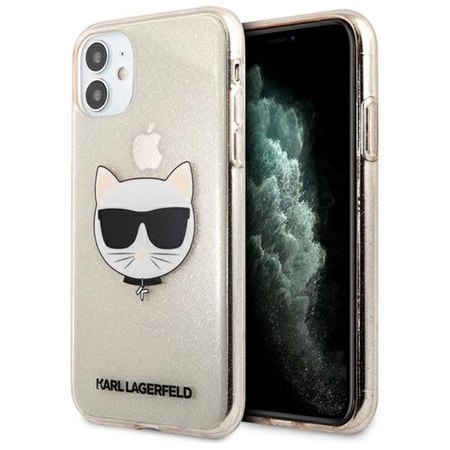 Karl Lagerfeld Choupette Head Glitter - Etui iPhone 11 (złoty)