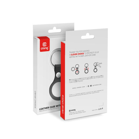 Crong Leather Case with Key Ring – Skórzany brelok do Apple AirTag (czarny)