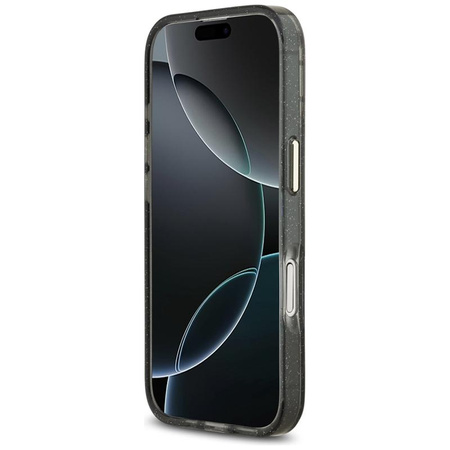 Guess IML Glitter Flowers Triangle MagSafe - Etui iPhone 17 (czarny)