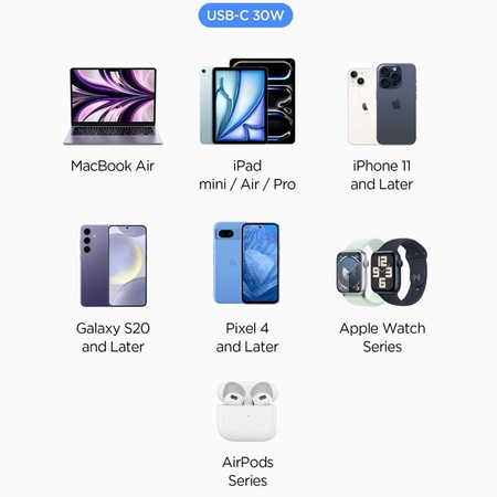 Spigen Essential EV301 - Ładowarka samochodowa USB-C PD 3.0 PPS 30W (Czarny)