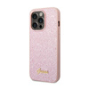Guess Glitter Flakes Metal Logo Case – Etui iPhone 14 Pro (różowy)