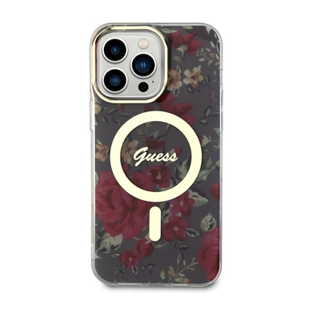 Guess Flower MagSafe - Etui iPhone 14 Pro Max (Zielony)