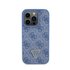 Guess Leather 4G Triangle Strass - Etui iPhone 15 Pro (niebieski)