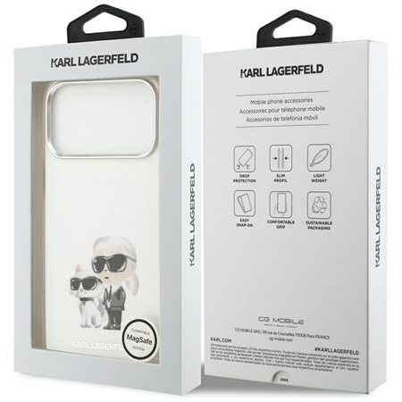 Karl Lagerfeld IML Aquarelle Karl & Choupette & Logo MagSafe - Etui iPhone 17 Pro Max (biały)