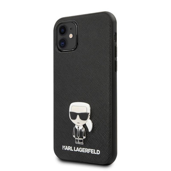 Karl Lagerfeld Saffiano with Pin Ikonik - Etui iPhone 12 mini (czarny)