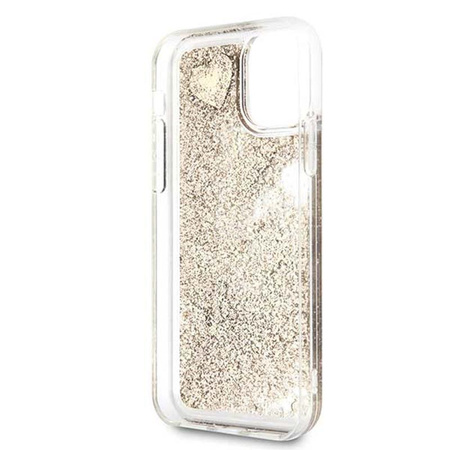 Guess Liquid Glitter Hearts - Etui iPhone 11 Pro (złoty)
