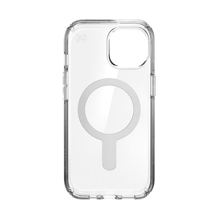 Speck Presidio Perfect-Clear ClickLock & MagSafe - Etui iPhone 16e / iPhone 15 / iPhone 14 / iPhone 13 (Clear / Chrome Finish / Serene Silver)