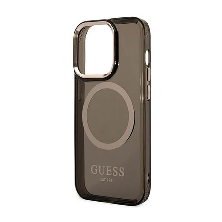 Guess Gold Outline Translucent MagSafe - Etui iPhone 14 Pro (czarny)