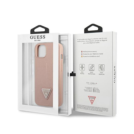 Guess Saffiano Triangle Logo Case – Etui iPhone 14 (różowy)