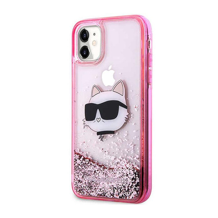 Karl Lagerfeld Liquid Glitter NFT Choupette Head - Etui iPhone 11 (różowy)