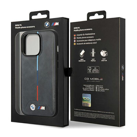 BMW Quilted Tricolor - Etui iPhone 14 Pro Max (szary)