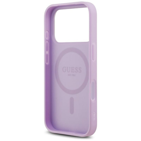 Guess Grained Ring MagSafe - Etui iPhone 17 Pro (fioletowy)