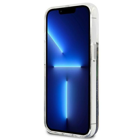 Guess Liquid Glitter Flower – Etui iPhone 13 (niebieski)