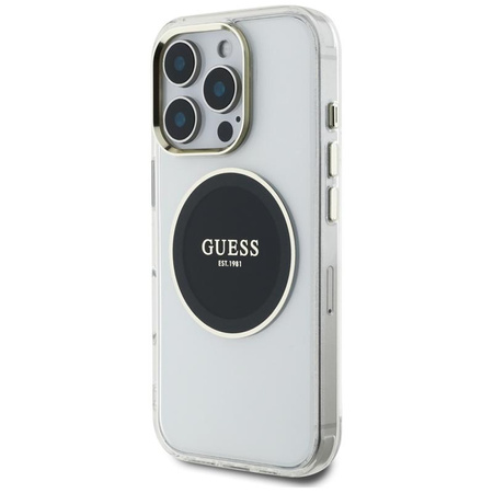 Guess IML Metal Colored Circle Classic Logo MagSafe - Etui do iPhone 16 Pro (czarny)