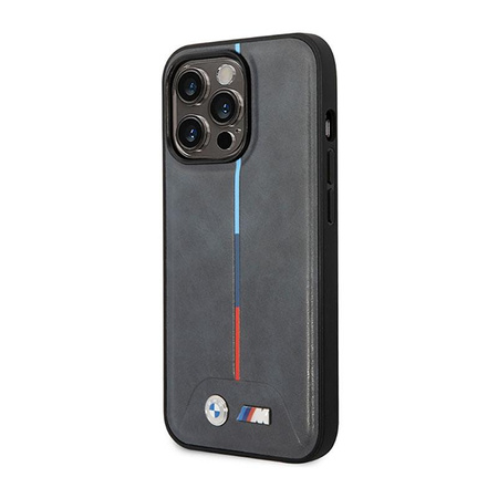 BMW Quilted Tricolor - Etui iPhone 14 Pro Max (szary)