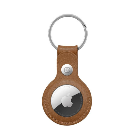 Crong Leather Case with Key Ring – Skórzany brelok do Apple AirTag (brązowy)