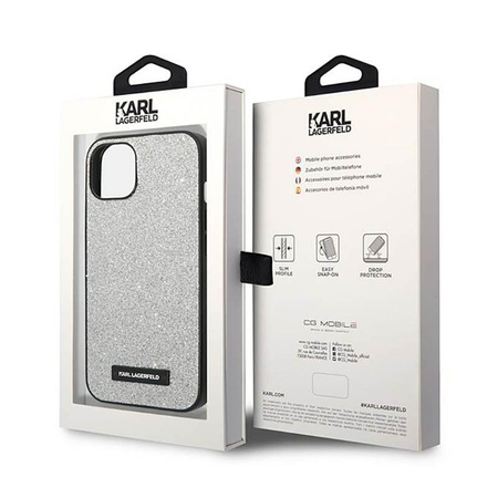 Karl Lagerfeld Glitter Plaque Logo - Etui iPhone 14 (srebrny)