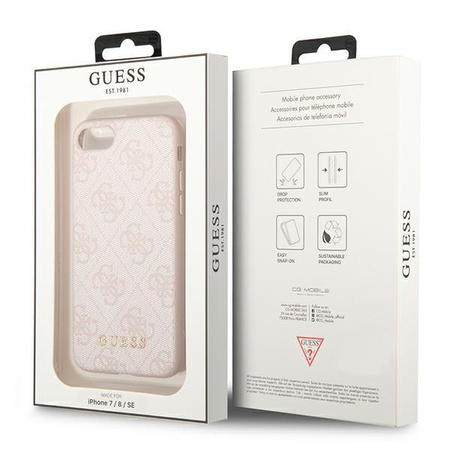 Guess 4G Metal Gold Logo – Etui iPhone SE 2022 / SE 2020 / 8 / 7 (różowy)