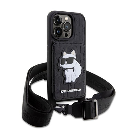 Karl Lagerfeld Crossbody NFT Saffiano Monogram Choupette - Etui iPhone 14 Pro Max (Czarny)