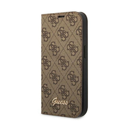 Guess 4G Metal Camera Outline Booktype Case - Etui iPhone 14 Pro (brązowy)