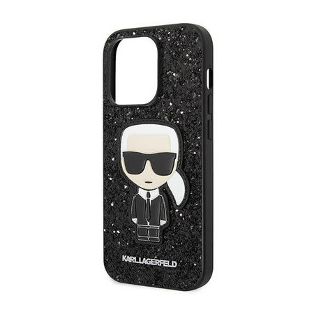 Karl Lagerfeld Glitter Flakes Ikonik - Etui iPhone 14 Pro (czarny)