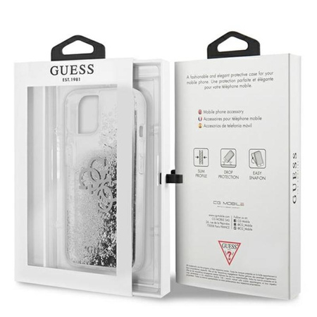 Guess Liquid Glitter 4G Big Logo - Etui iPhone 13 (srebrny)