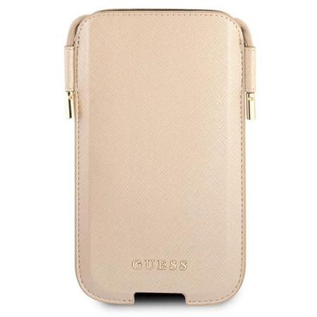 Guess Saffiano Pouch - Torebka na telefon S/M max 6.1" (złoty)