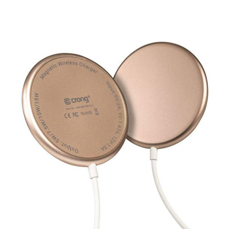 Crong MagSpot Wireless Charger – Aluminiowa ładowarka indukcyjna MagSafe 15W (Gold)