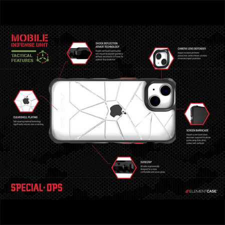 Element Case Special Ops X5 - Pancerne etui iPhone 14 Pro (Mil-Spec Drop Protection) (Smoke/Black)