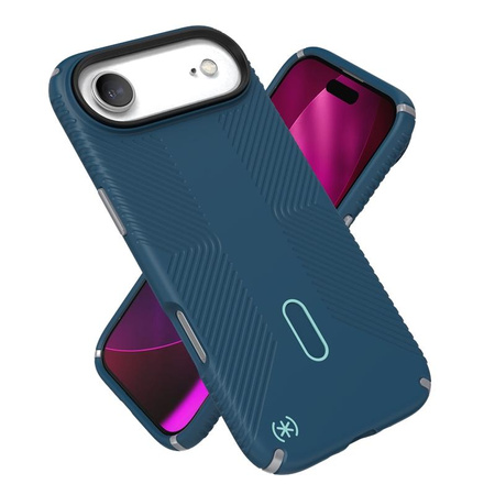 Speck Presidio2 Grip ClickLock & MagSafe - Etui iPhone Air (Deep Sea / Silver Metallic / Spell Blue)