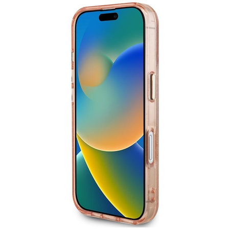 Guess IML Metal Glitter 4G Circle Triangle MagSafe - Etui do iPhone 16 (różowy)