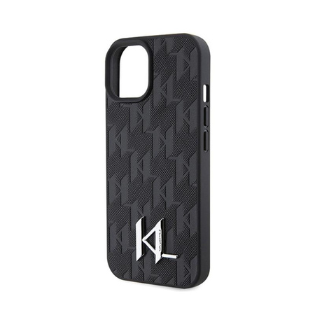 Karl Lagerfeld Leather Monogram Hot Stamp Metal Logo - Etui iPhone 15 (czarny)