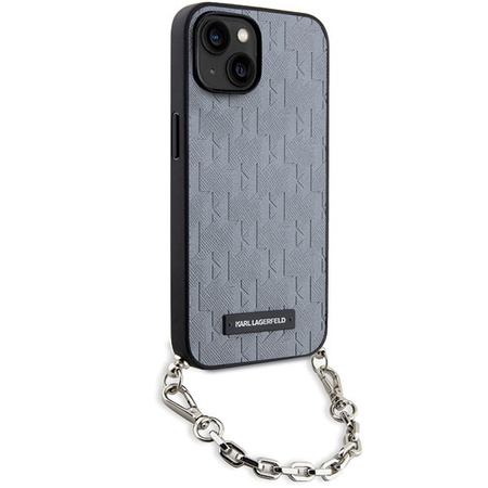 Karl Lagerfeld Saffiano Monogram Chain - Etui iPhone 14 (Srebrny)