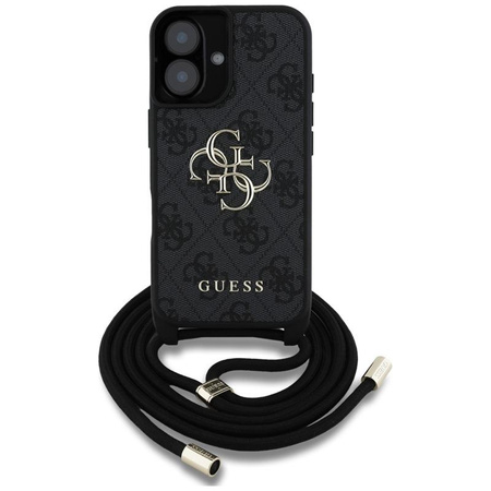 Guess 4G Big Logo Cord Strap Crossbody - Etui do iPhone 16 (czarny)