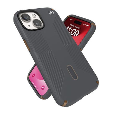 Speck Presidio2 Grip ClickLock & MagSafe - Etui iPhone 16e / iPhone 15 / iPhone 14 / iPhone 13 (Charcoal Grey / Cool Bronze)