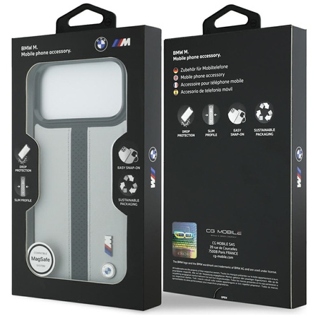 BMW M Perforated Stripe Logo MagSafe - Etui iPhone 17 Pro Max (szary)